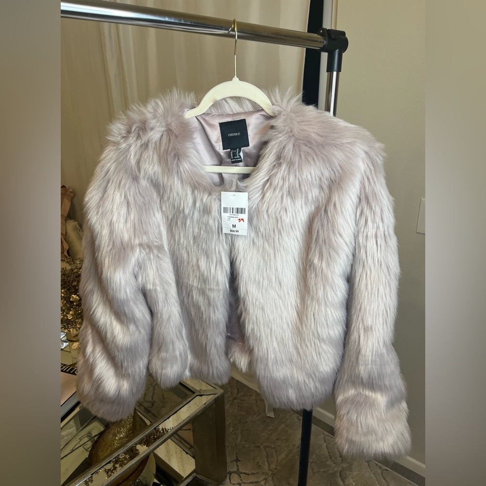Faux fur lilac coat